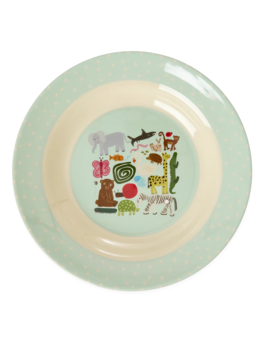 Rice Piatto Fondo Per Bambini Wildlife Print Menta 20cm
