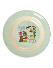 Rice Piatto Fondo Per Bambini Wildlife Print Menta 20cm
