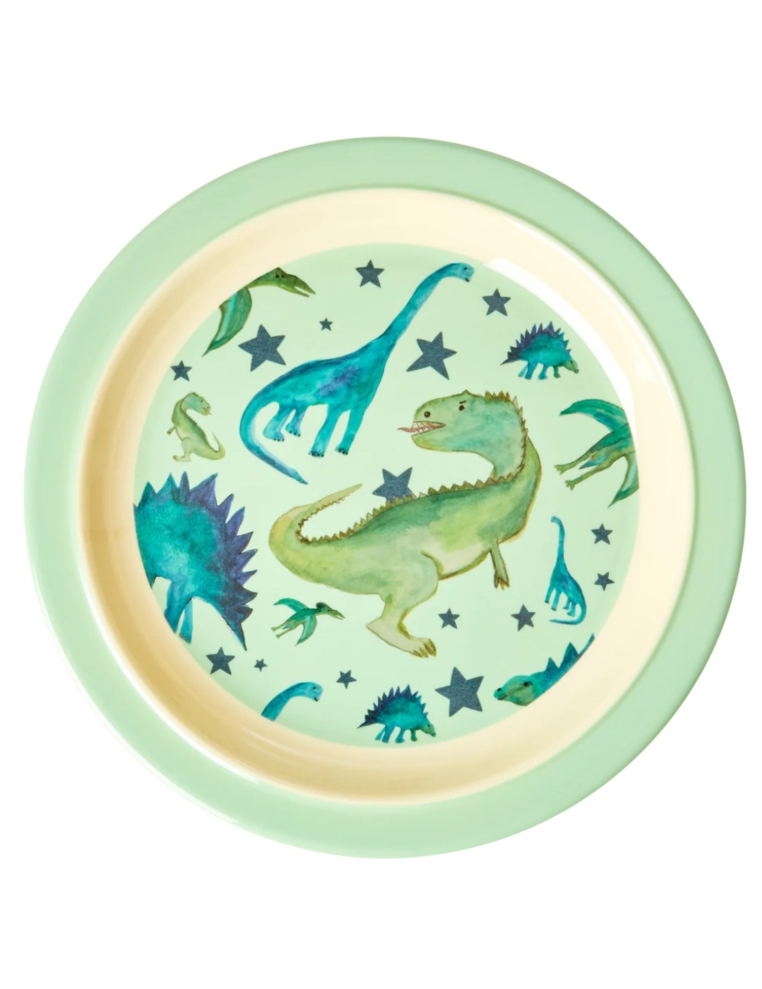 Rice Piatto Piano Per Bambini In Melamina Dinosauri 22cm