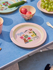 Rice Piatto Piano Per Bambini Melamina Wildlife Print Rosa 22cm