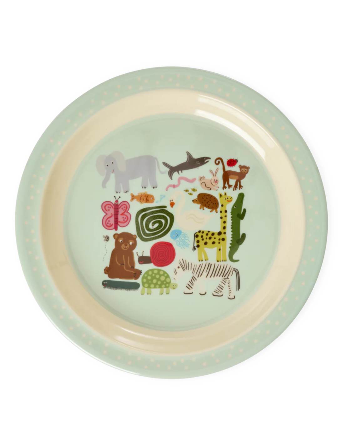 Rice Piatto Piano Per Bambini Melamina Wildlife Menta 22cm