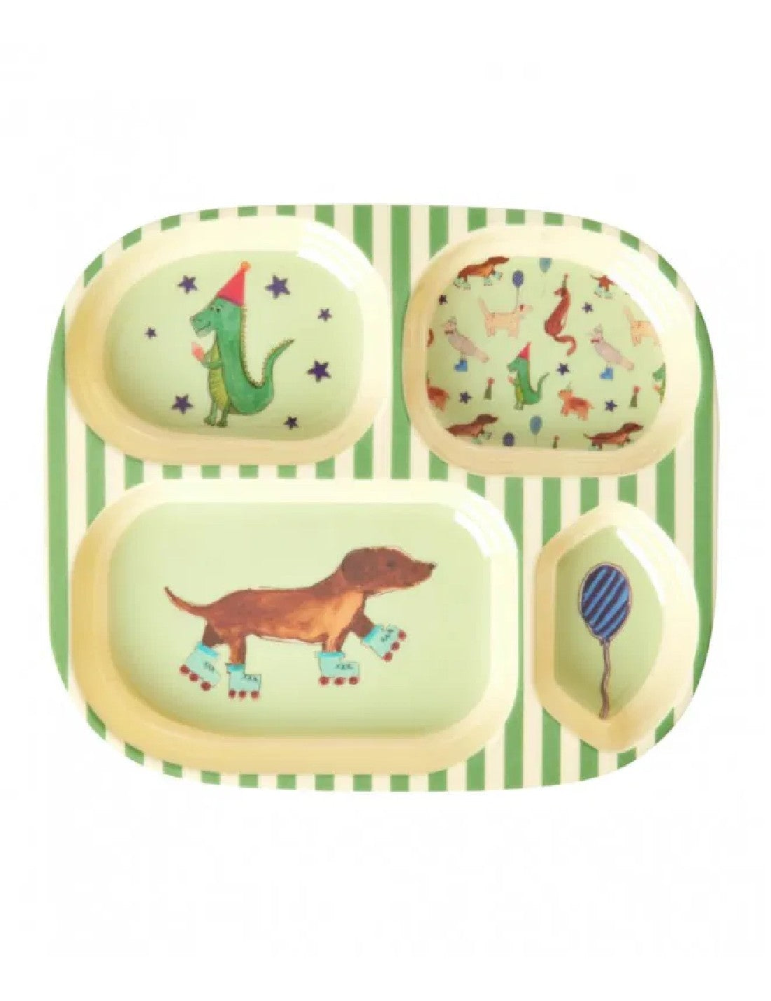 Rice Piatto Per Bambini Melamina Animali Verde 24cm