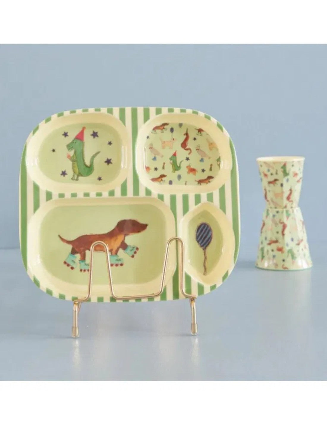 Rice Piatto Per Bambini Melamina Animali Verde 24cm