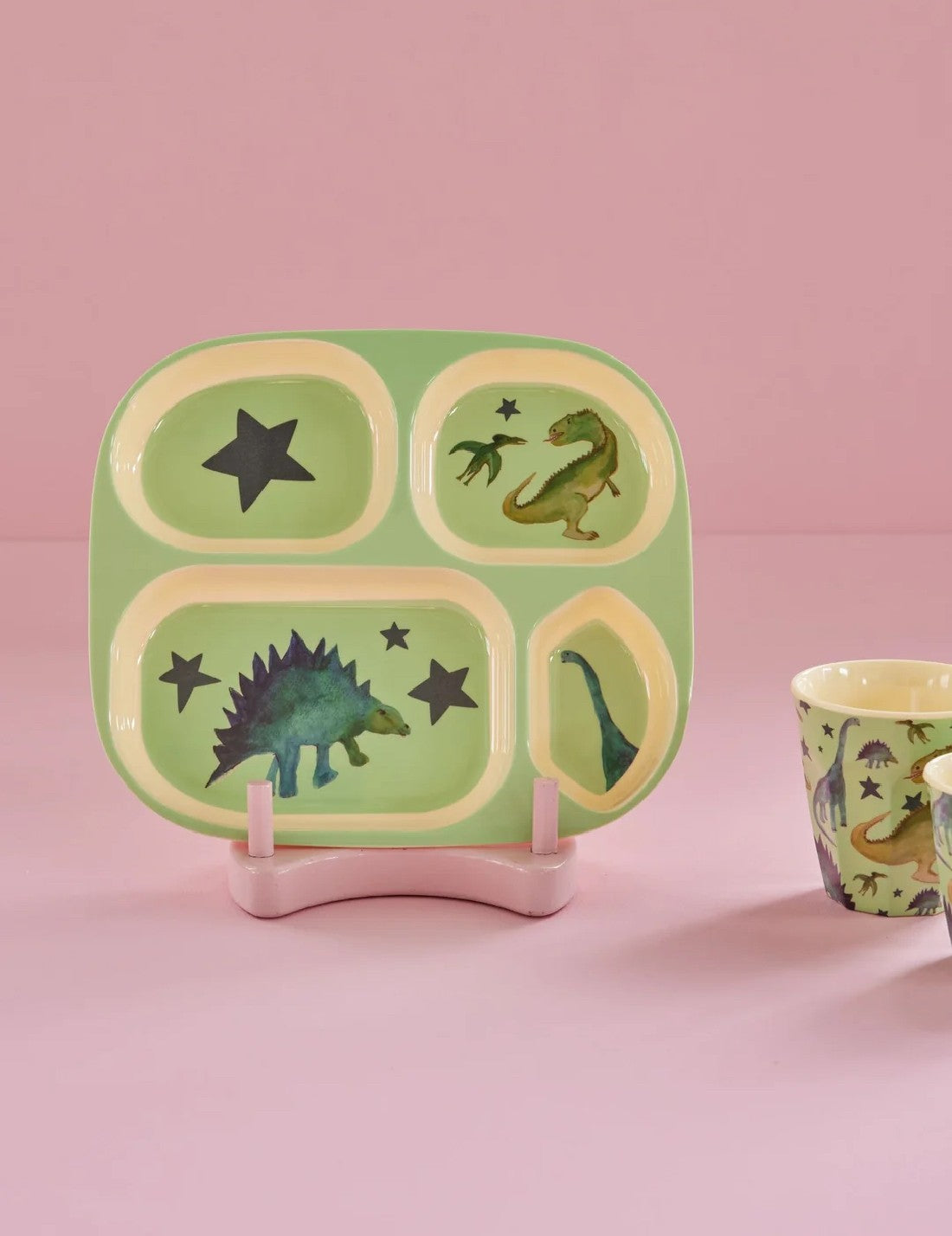 Rice Piatto Per Bambini Melamina Dinosauri Verde 24cm