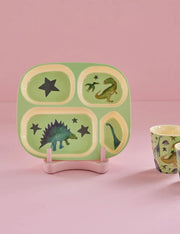 Rice Piatto Per Bambini Melamina Dinosauri Verde 24cm