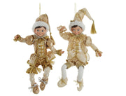Addobbo Albero Di Natale Elfo Bianco E Oro 25cm Prodotto Assortito