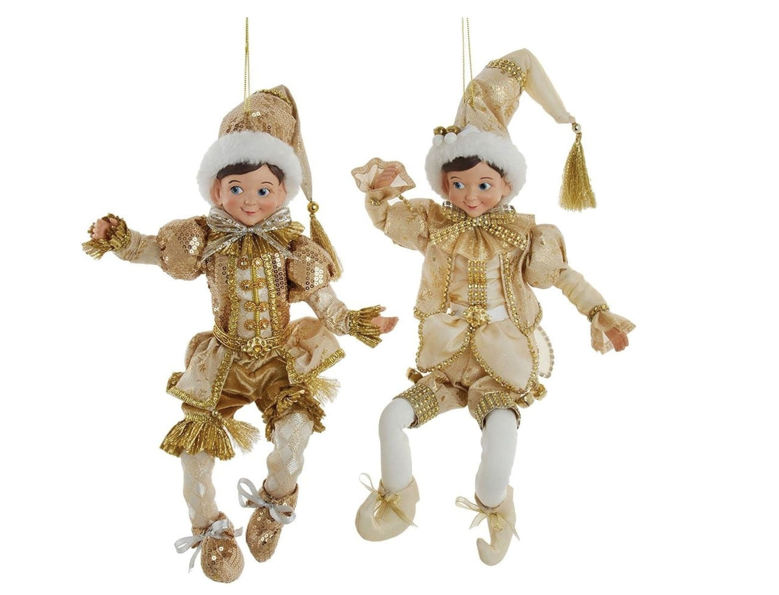 Addobbo Albero Di Natale Elfo Bianco E Oro 25cm Prodotto Assortito