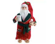 Addobbo Di Natale Babbo Natale Con Tazza Di Caffè 45cm