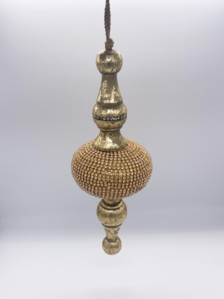 Addobbo Albero Di Natale Pendente Oro Antico Con Glitter 24CM