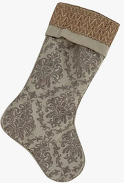 Calza Befana Epifania Grigia E Beige In Stoffa Decorata 51cm