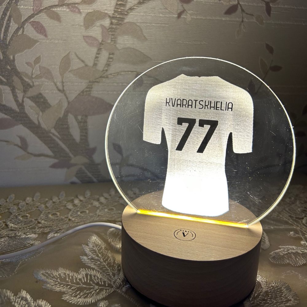 Lampada Personalizzabile Giocatori Serie A Con Base In Legno