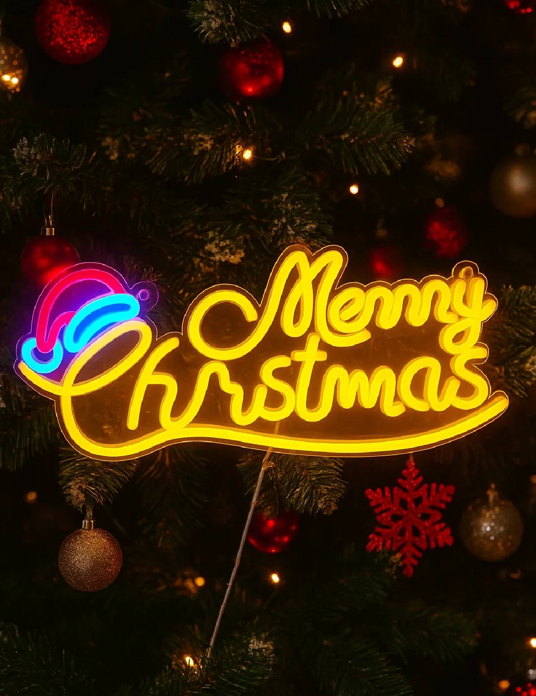 Addobbo Di Natale Scritta Luce LED Merry Christmas