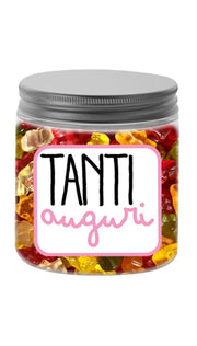 Varzilicious Barattolo Caramelle Haribo Tanti Auguri Rosa