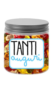 Varzilicious Barattolo Caramelle Haribo Tanti Auguri Celeste