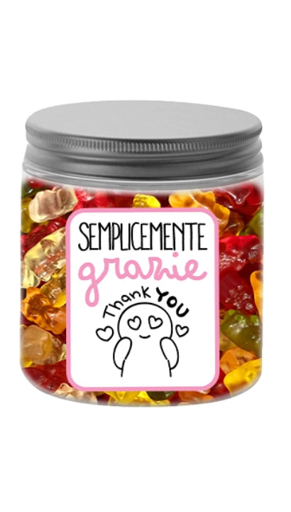 Varzilicious Barattolo Caramelle Haribo Semplicemente Grazie Rosa
