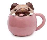 Tazza in Ceramica con Coperchio Sagomato Cane Carlino