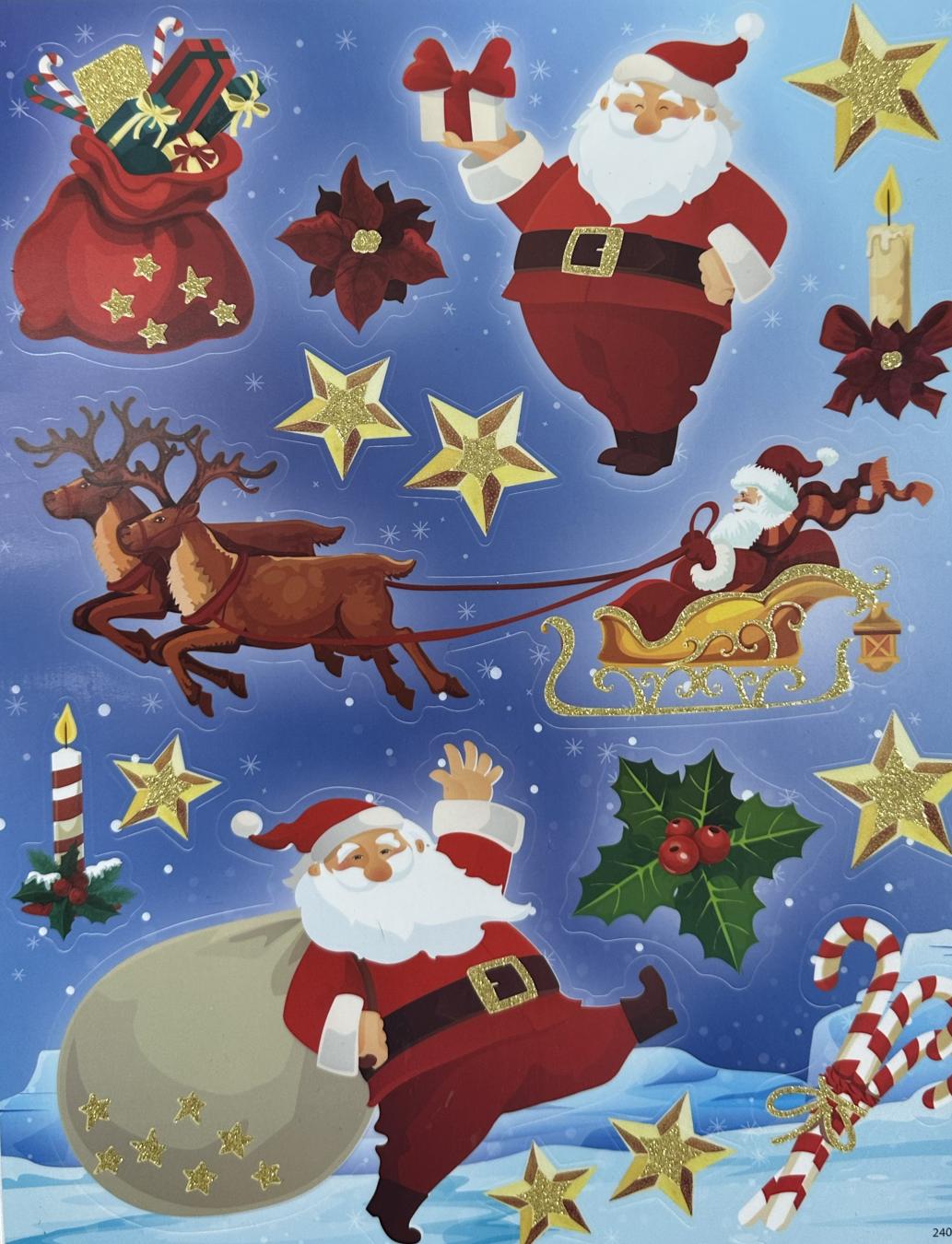 Adesivi Natalizi Babbo Natale E Renna Vetrofanie