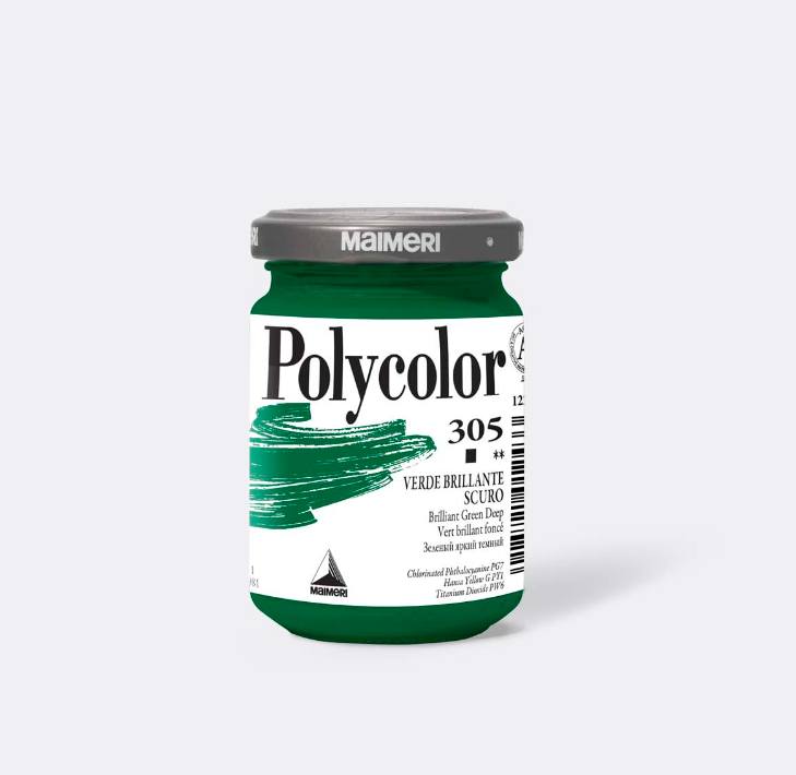 Polycolor 305 Maimeri Verde Brillante Scuro Tempera Vinilica 140ml