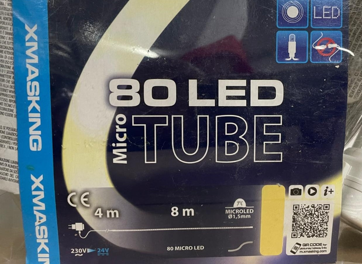 Serie Luci Natale Tubo 80 Micro LED Luce Fredda 5Mt