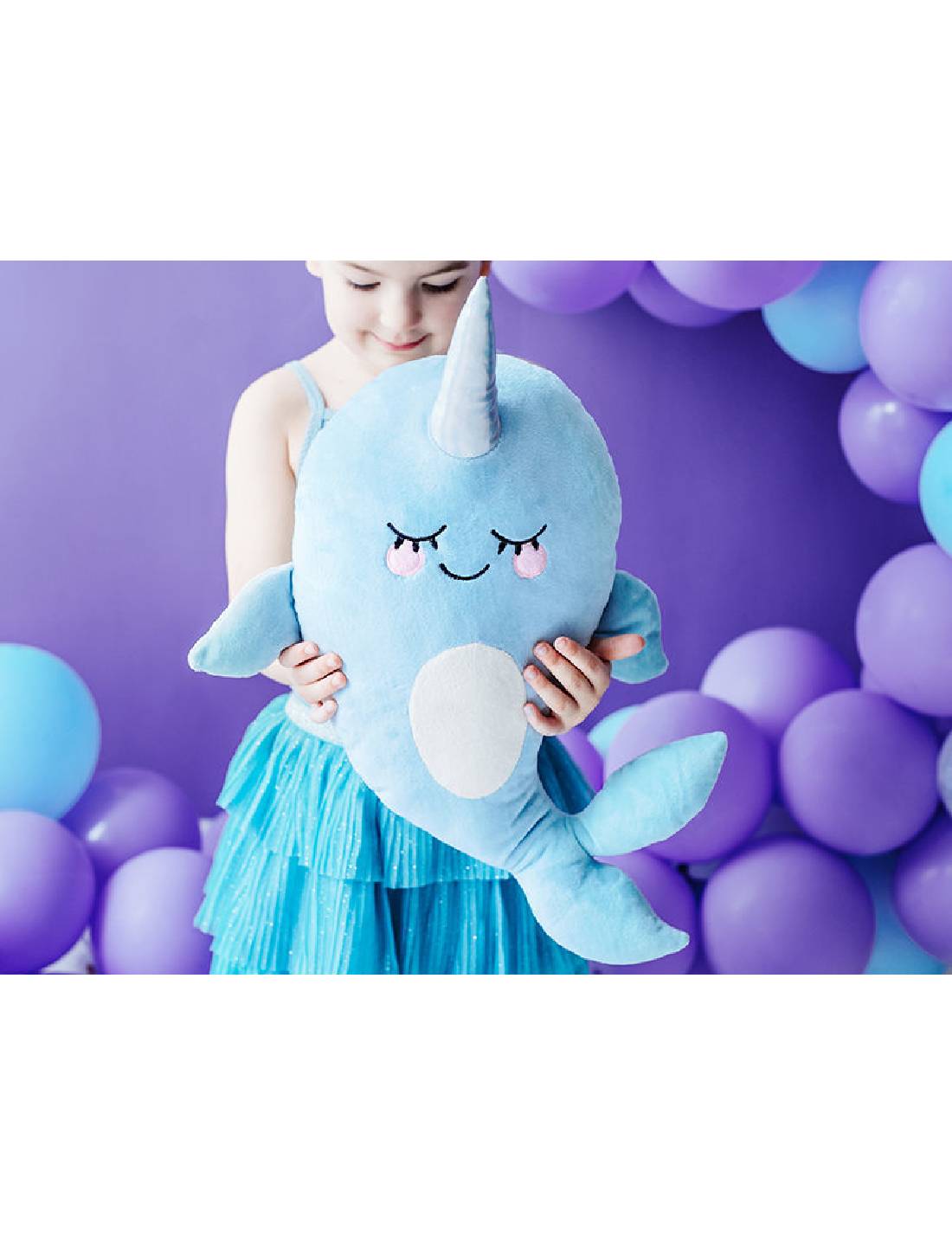 Cuscino Peluche Narvalo Unicorno Del Mare 51cm