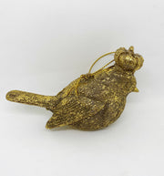 Addobbo Albero Di Natale Uccello In Oro Con Corona
