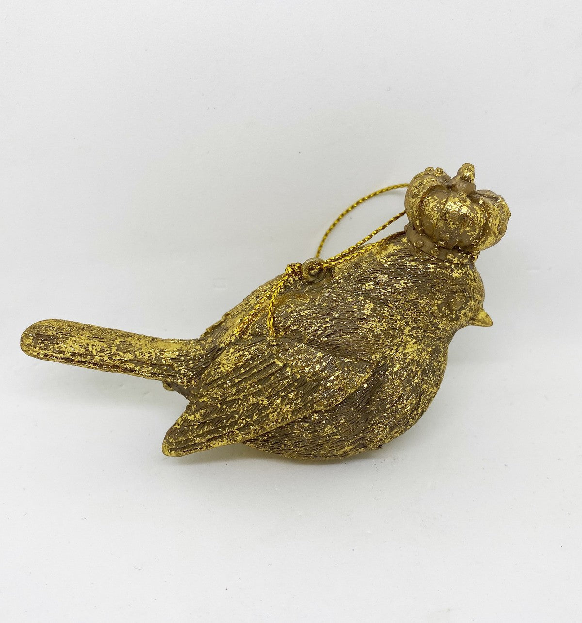 Addobbo Albero Di Natale Uccello In Oro Con Corona