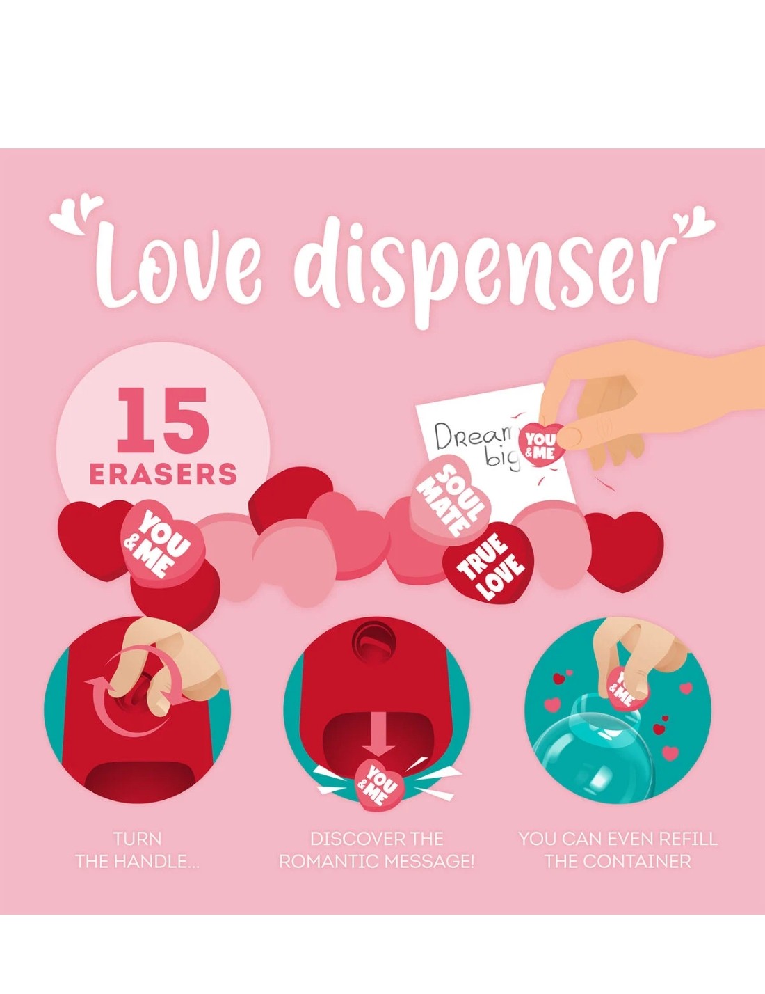 Mini Distributore Gomme Love Per Cancellare Legami