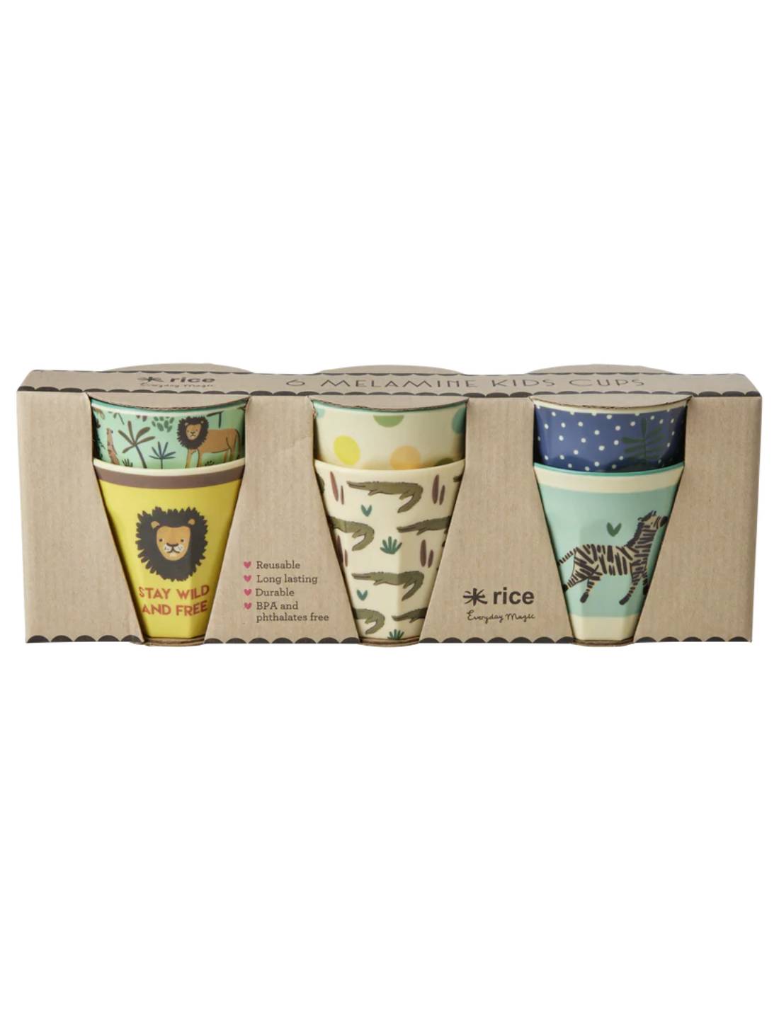 Rice Set 6 Bicchieri In Melamina Blue Jungle Print