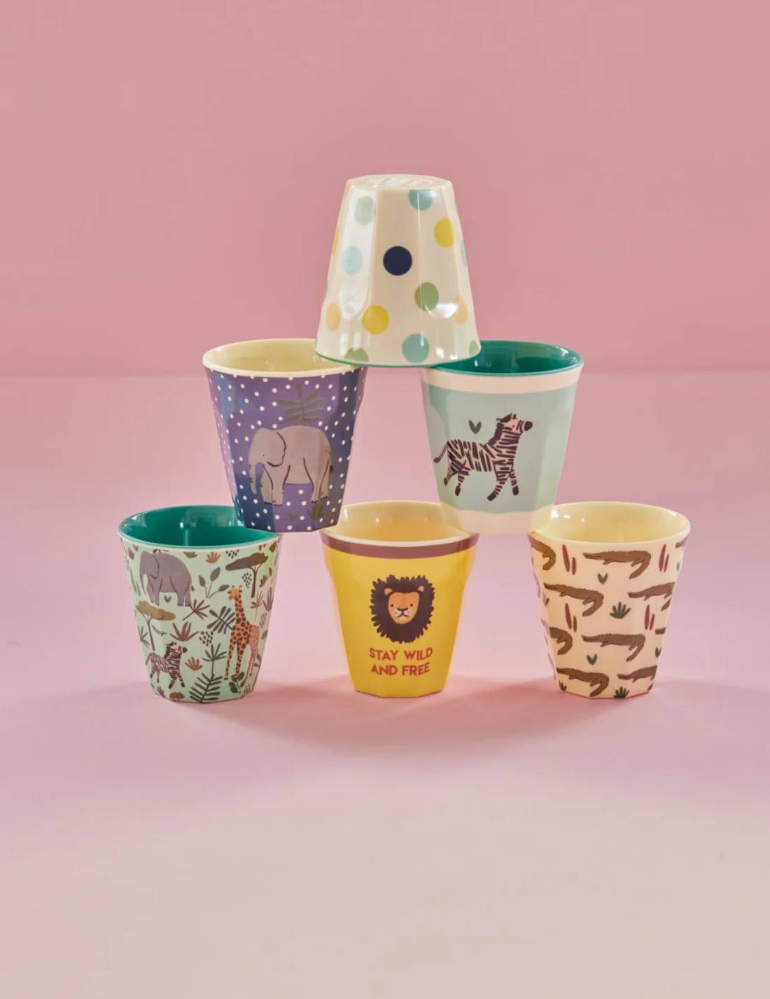 Rice Set 6 Bicchieri In Melamina Blue Jungle Print