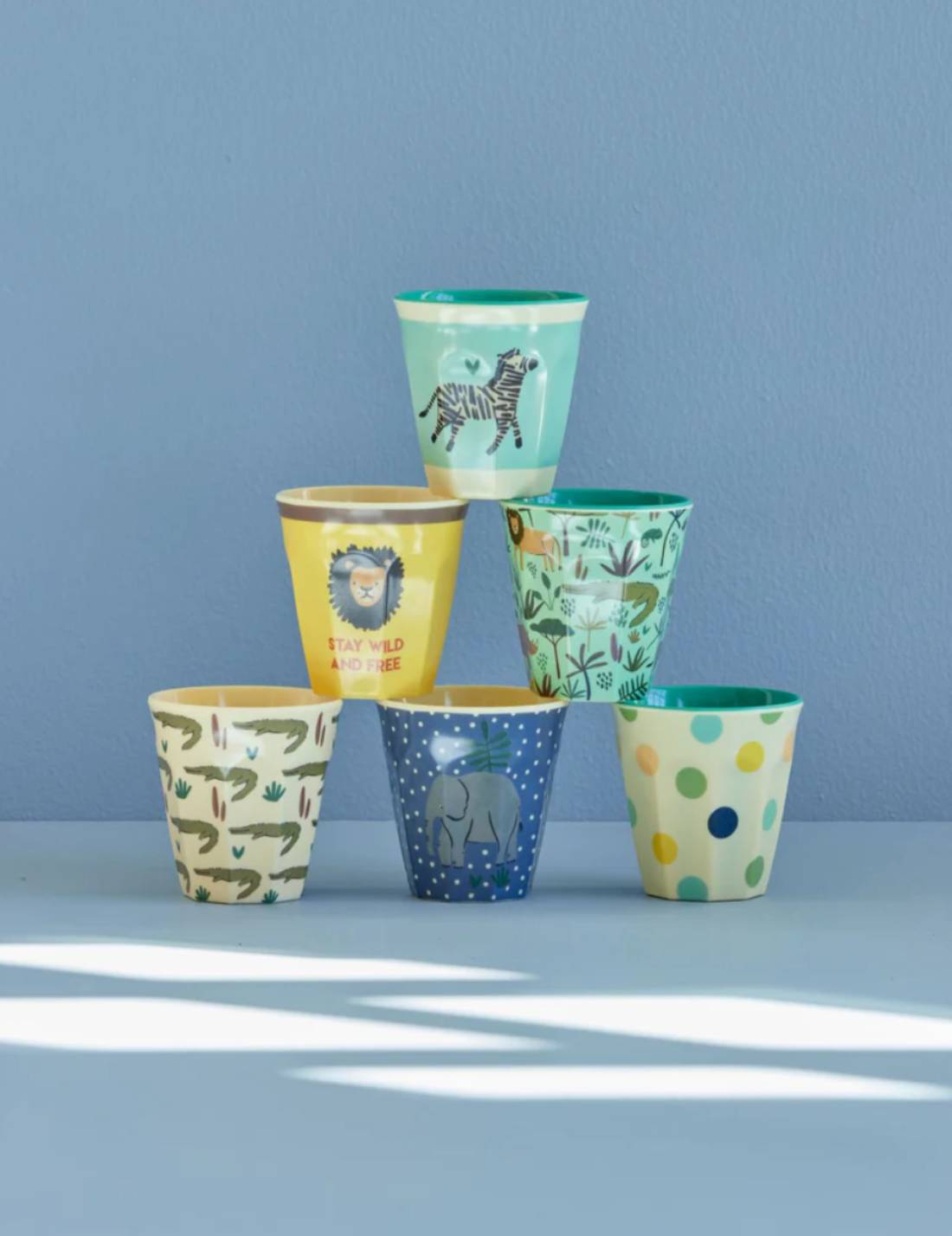 Rice Set 6 Bicchieri In Melamina Blue Jungle Print