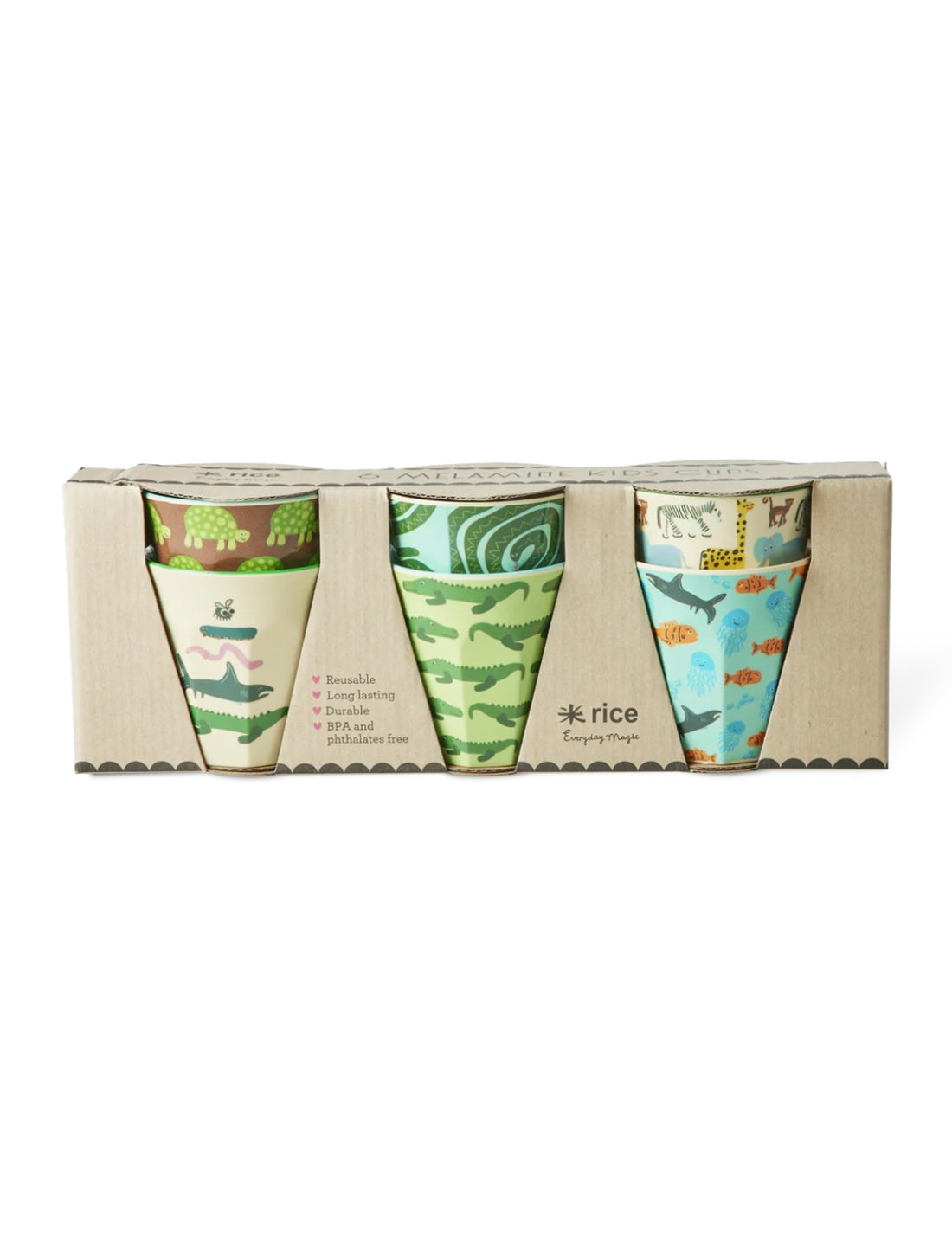 Rice Bicchiere In Melamina Wildlife Print Menta 1pz