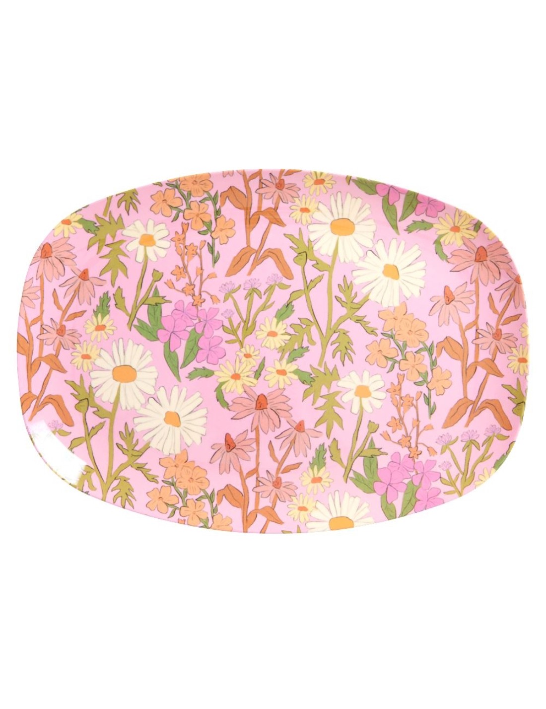 Rice Piatto Piano Grande Rettangolare Margherite 30cm