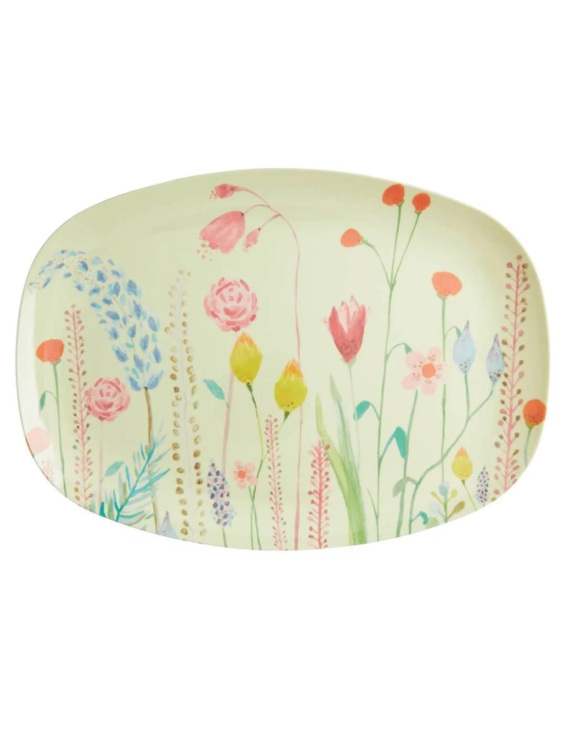 Rice Piatto Piano Grande Rettangolare Fiori Estivi 30cm