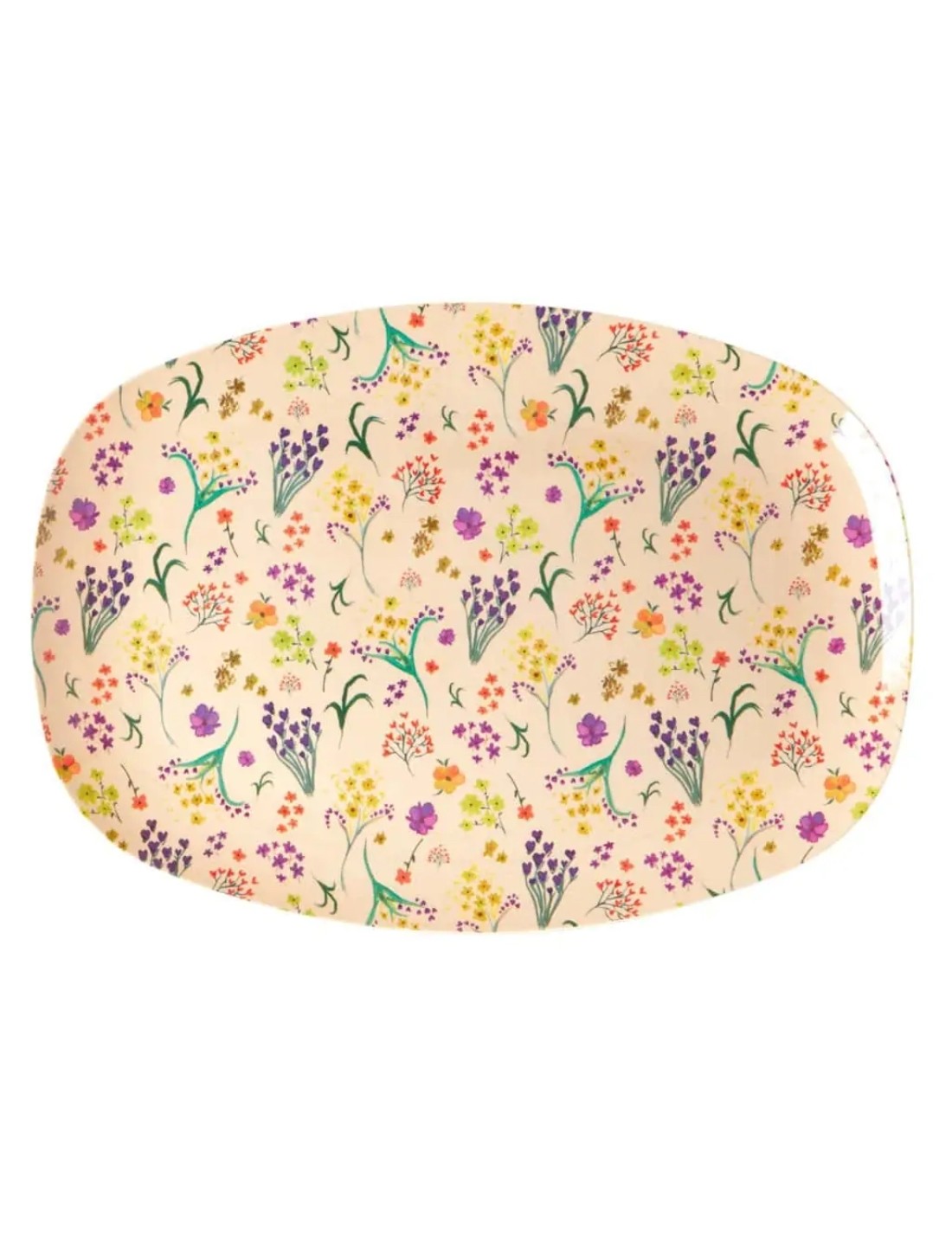 Rice Piatto Piano Grande Rettangolare Fiori 30cm