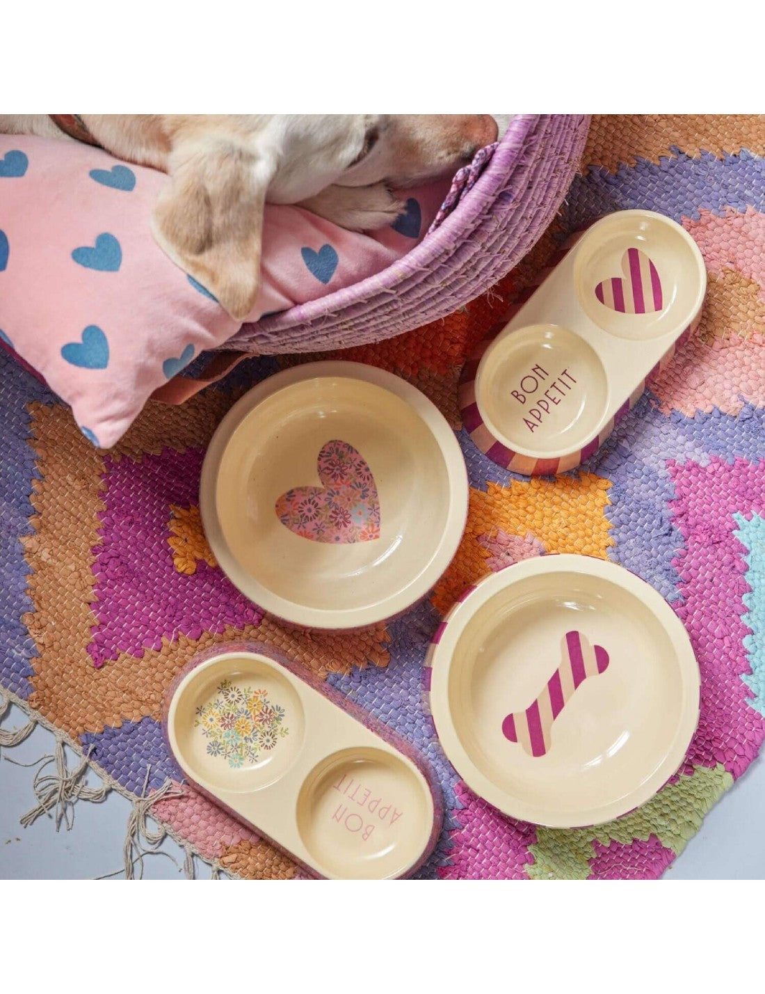 Rice Ciotola Per Animali Melamina Striped Heart 25cm