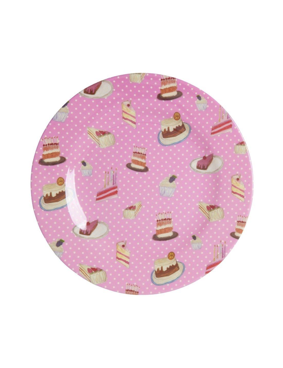 Rice Piatto Piano Per Bambini Melamina Rosa Con Dolci 20cm
