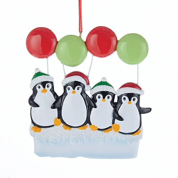 Addobbo Albero Di Natale Famiglia Di 4 Pinguini Personalizzabile