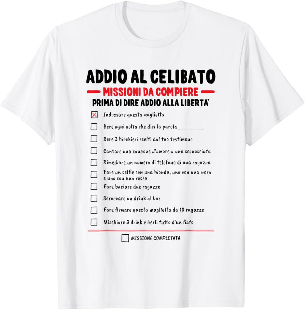 Maglietta Bianca Addio Al Celibato