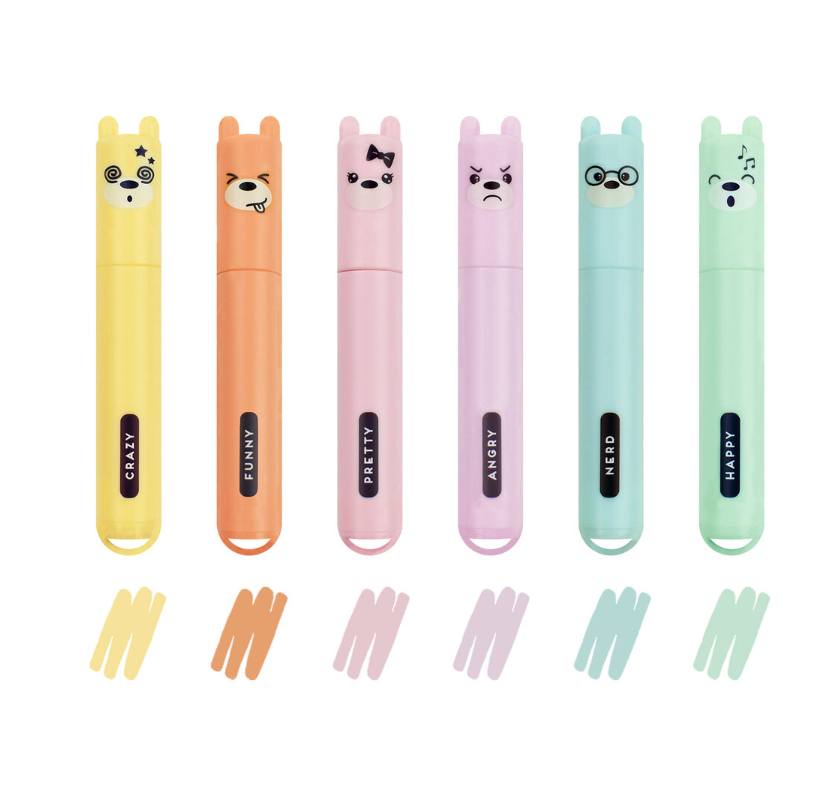 Mini Evidenziatori Pastello Teddy's Style Set 6pz