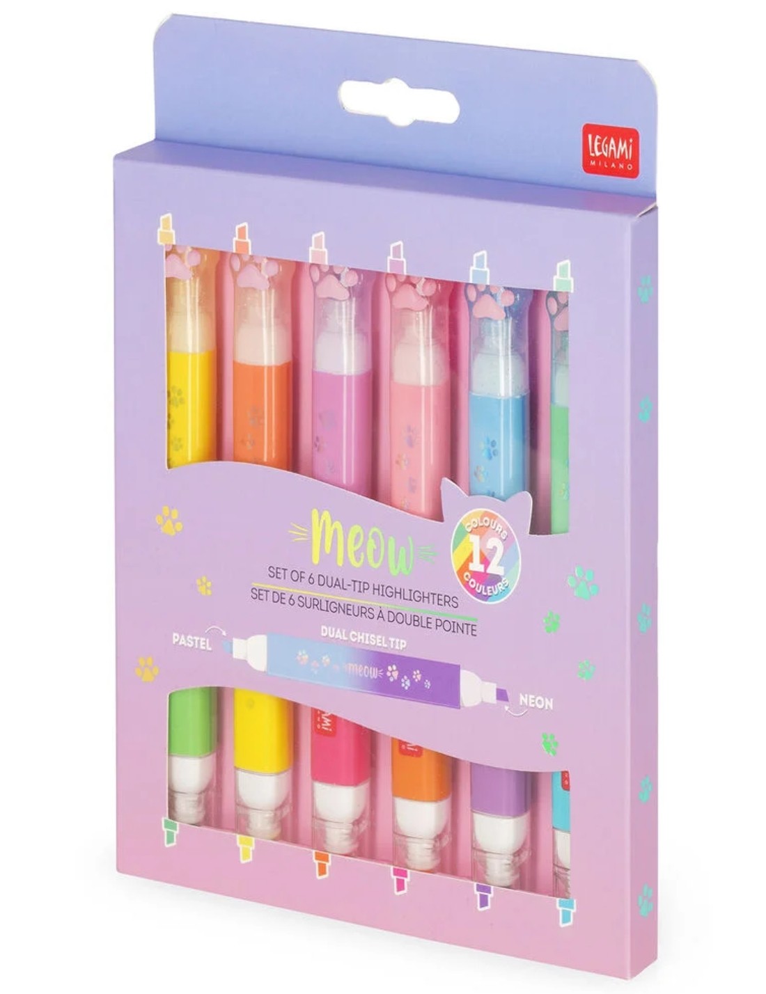 Evidenziatori Doppia Punta Meow Legami 12 Colori 6pz