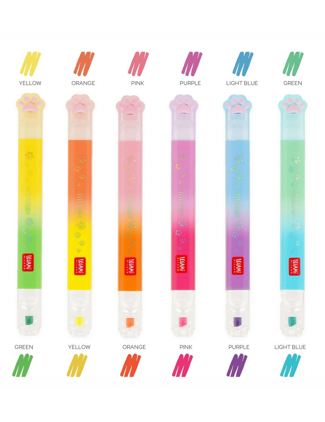 Evidenziatori Doppia Punta Meow Legami 12 Colori 6pz