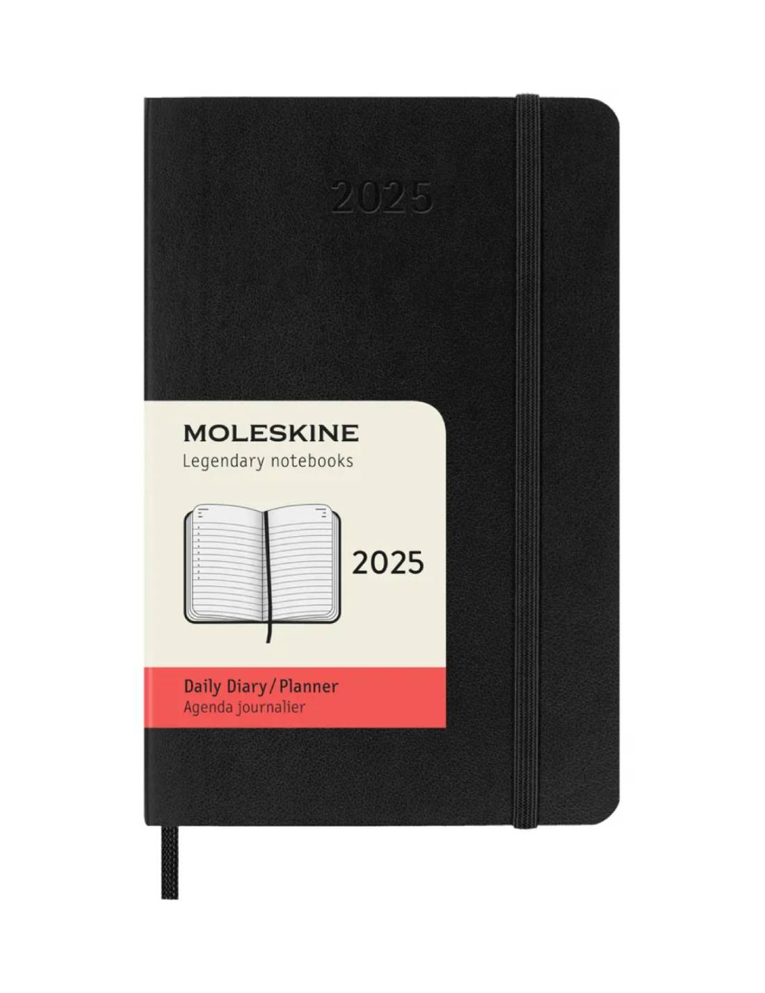 Agenda Giornaliera 12 Mesi 2025 Moleskine Nera Pocket Copertina Morbida 14cm