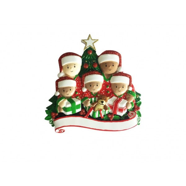 Addobbo Albero Natale 5 In Famiglia Multietnica 10CM