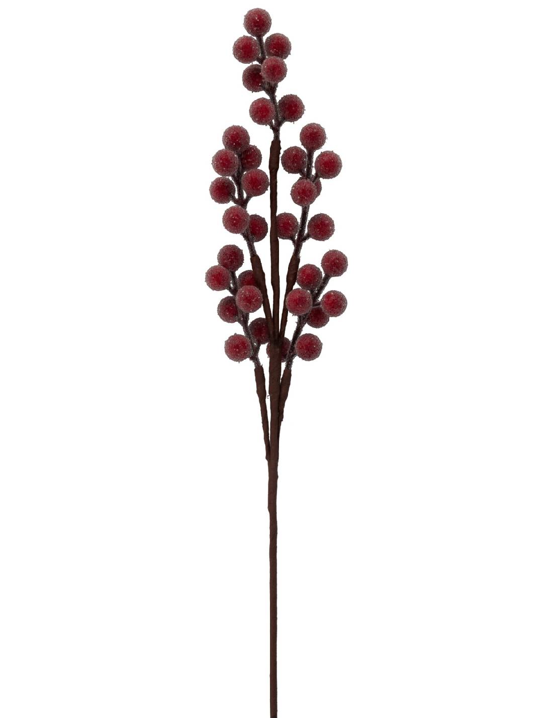 Ramo Decorativo Di Natale Con Bacche Rosse Effetto Zuccherato 38cm
