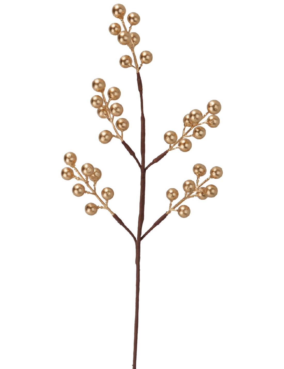 Ramo Decorativo Di Natale Con Bacche Oro 38cm