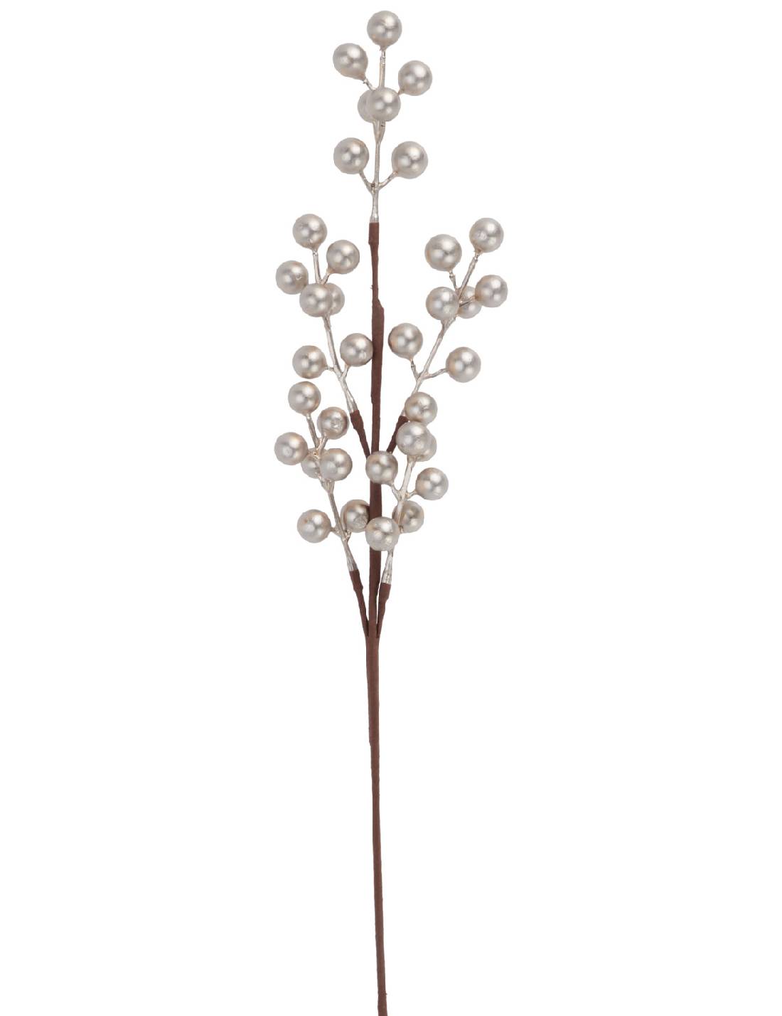 Ramo Decorativo Natalizio Con Bacche Champagne 38cm