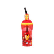Bicchiere Con Cannuccia Iron Man 3D In Tritan 360ml