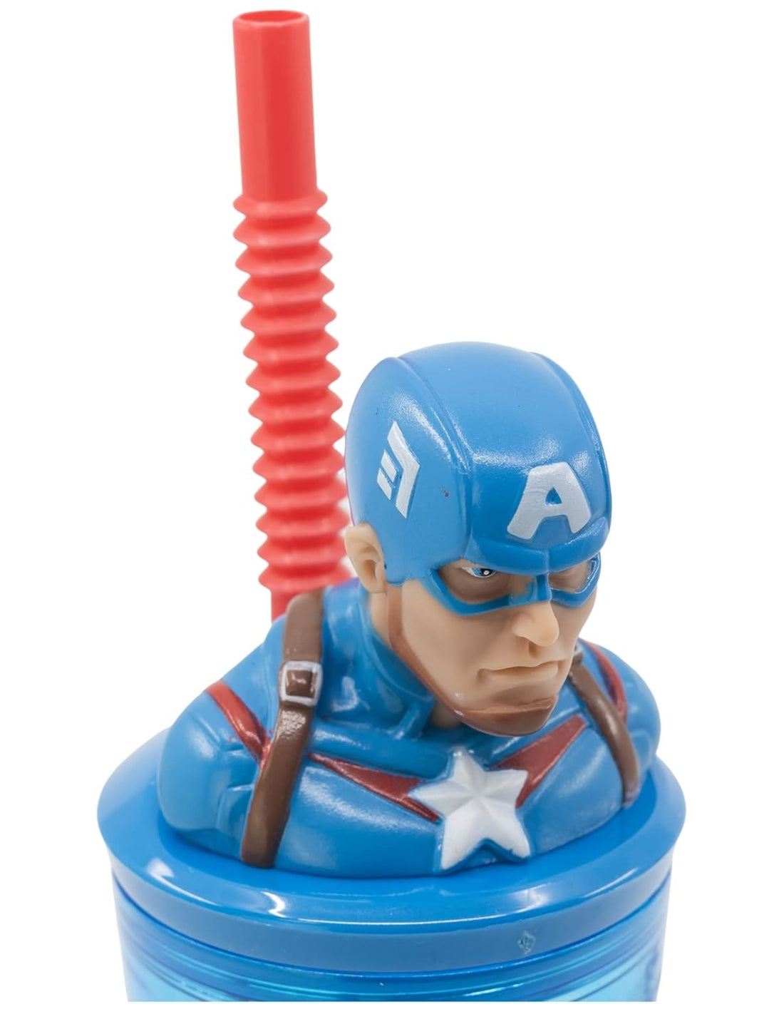 Bicchiere Borraccia Con Cannuccia Marvel Capitain America 3D In Tritan 360ml