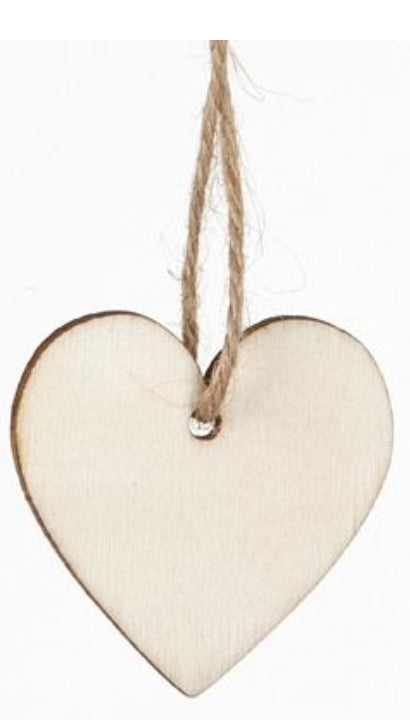 Set 3pz Cuori In Legno Decorativi