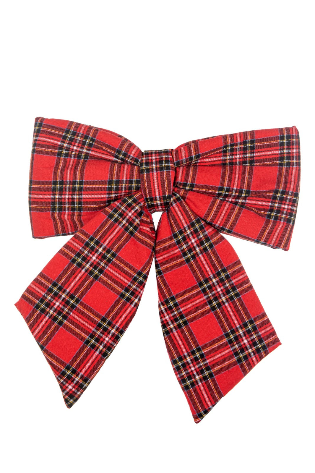 Addobbo Albero Di Natale Fiocco Tartan In Velluto 40x40cm